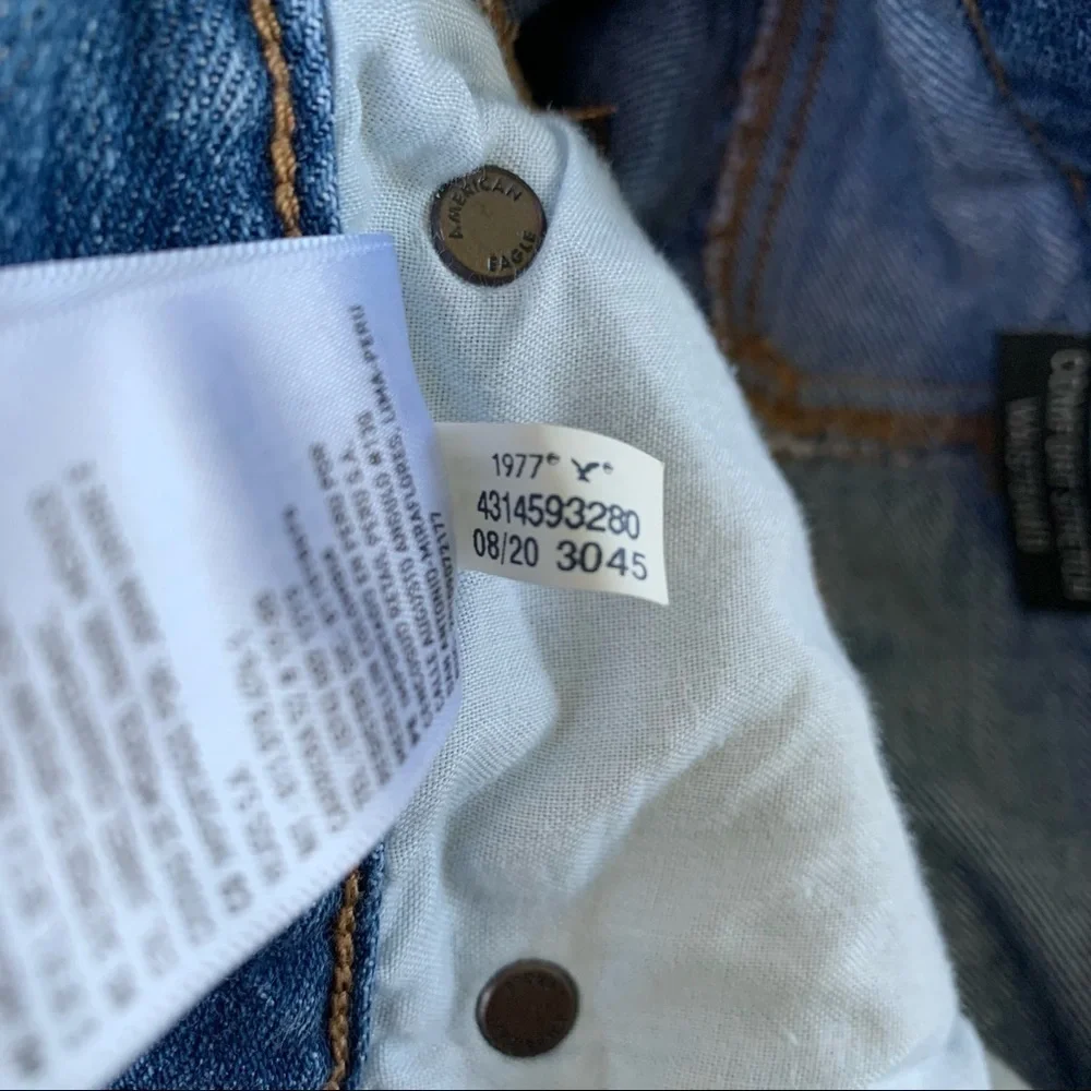 American Eagle 90s Boyfriend Distressed Ripped Destroyed Jeans Blue 00 Short - Picture 7 of 16